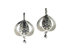 Серебряные серьги с подвесной капелькой «Сердце маркизы»